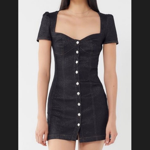 urban outfitters black denim dress